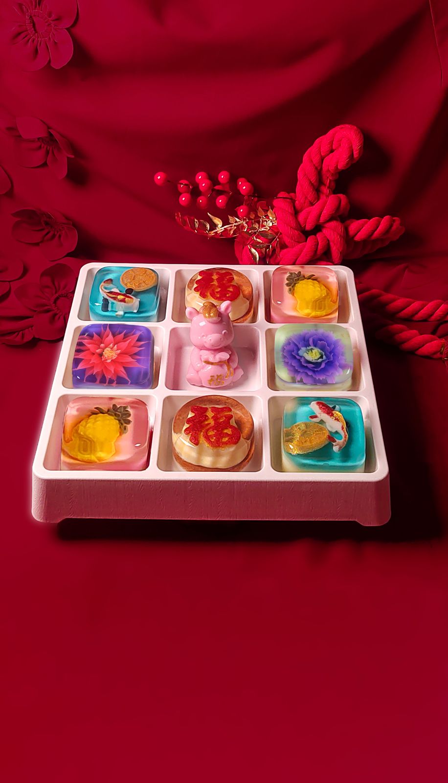 JoyousJellyArt Chinese New Year Collection Auspicious Platter Wealth Abundance