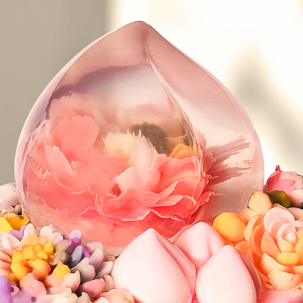 Longevity Crystal Peach & Joyful Koi Pond