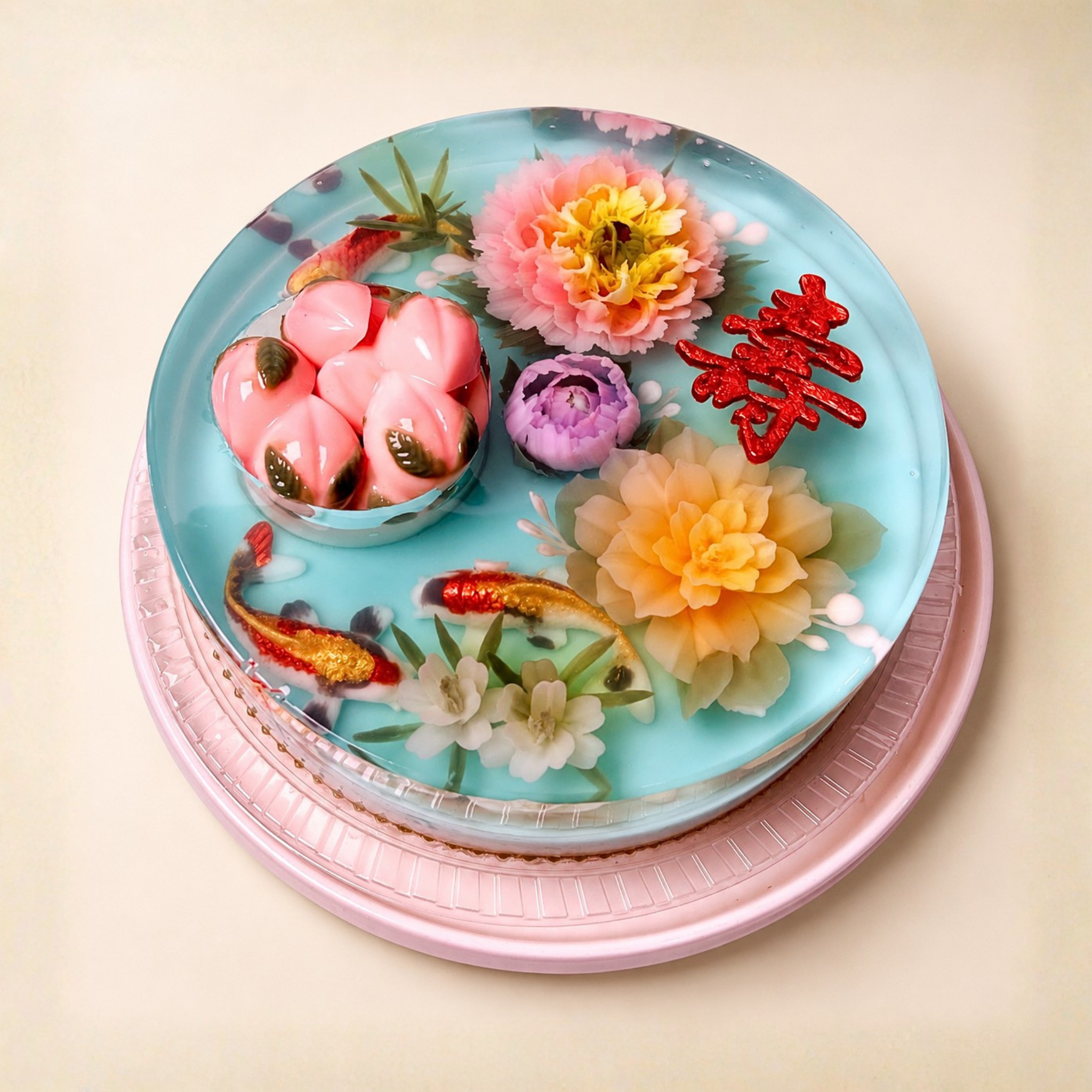 Longevity Treasure Pot Jelly Cake  by Jelly Joyous Art Singapore