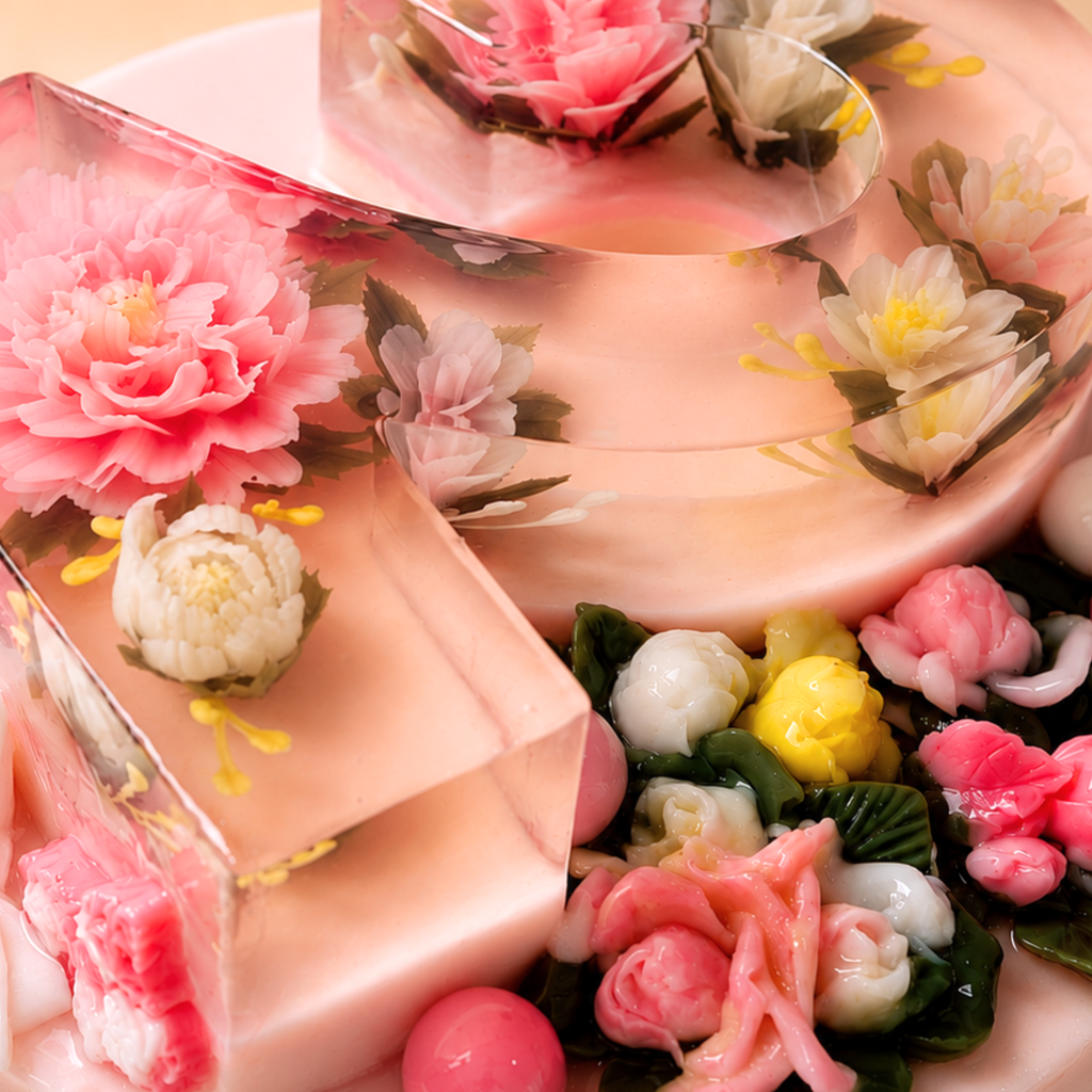 Blushing Garden Number Jelly Cake